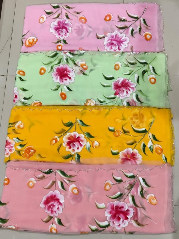 Georgette Saree brush paint