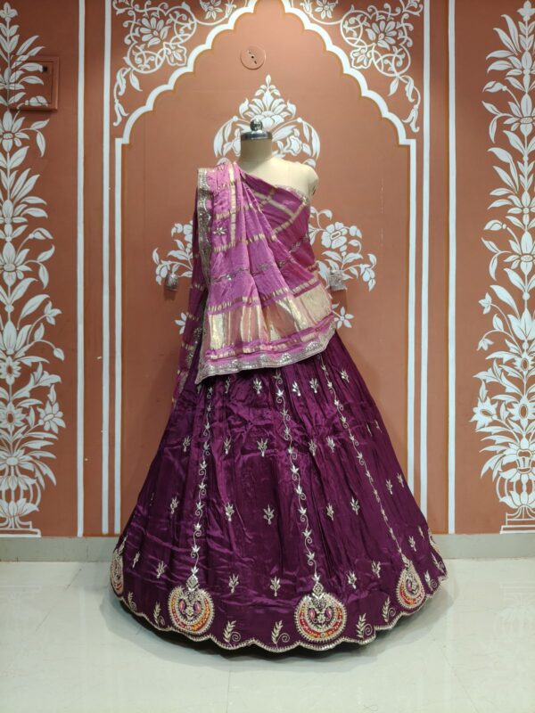 Gajji silk lehenga deep purple
