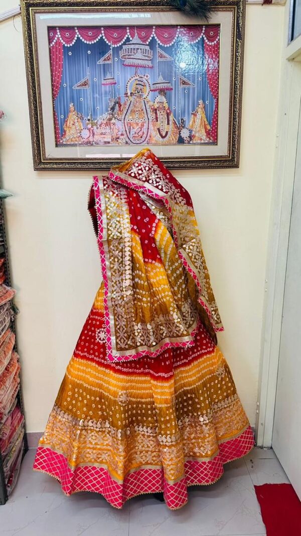Lehenga taffeta silk Red yellow