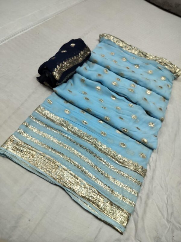Georgette Saree with zari work Sky Blue
