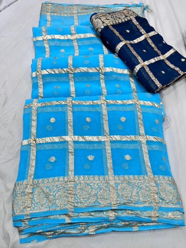 Georgette chokda Saree Sky Blue