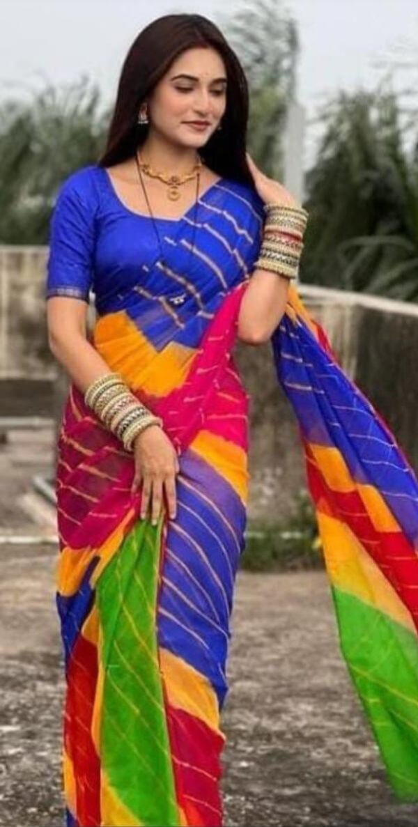 Multicolor lehriya Saree