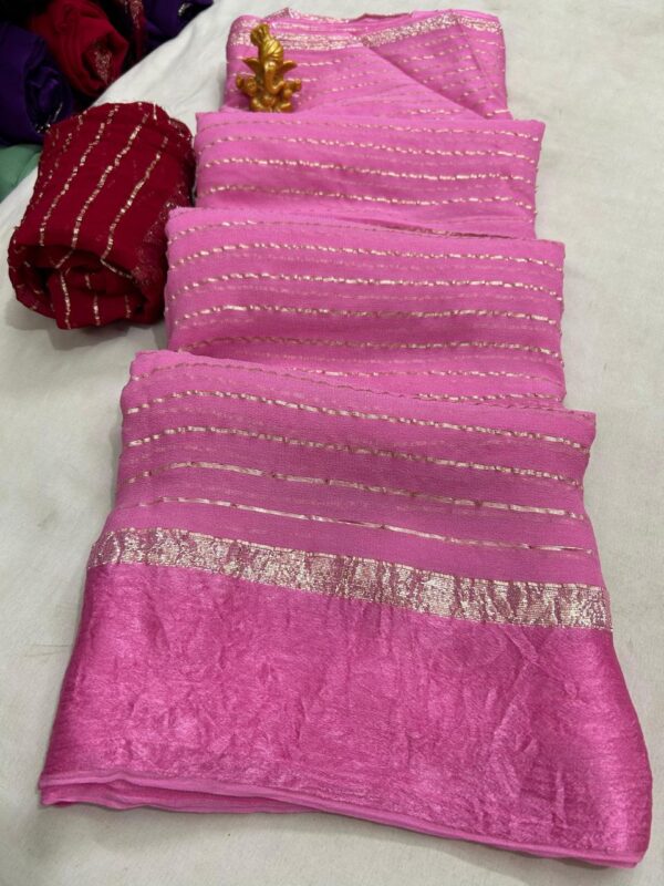 Satin patta Saree Pink