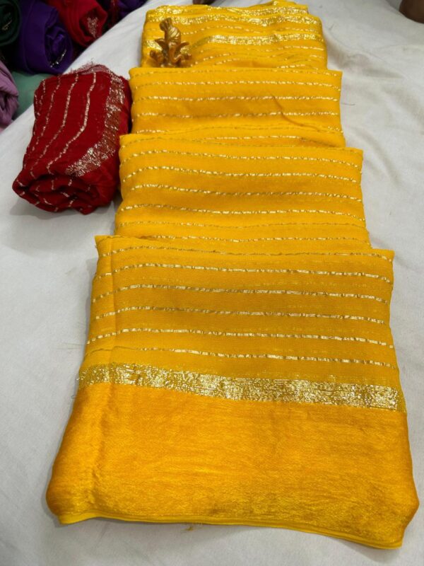 Satin patta Saree Yellow