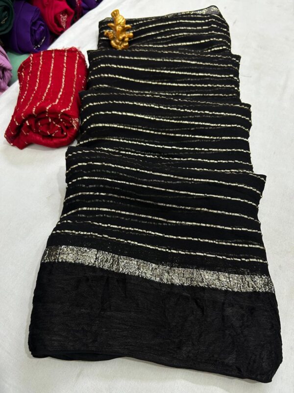 Satin patta Saree Black